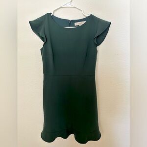 LOFT Green Scalloped Dress
